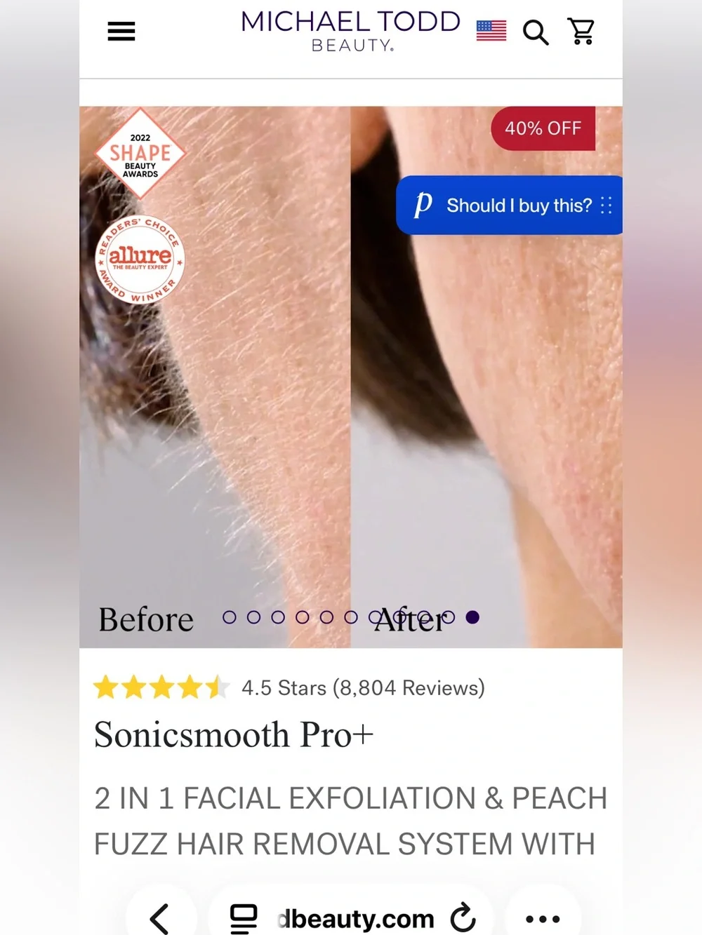 SONICSMOOTH PRO + 2 IN 1 FACIAL EXFOLIATION & PEACH FUZZ HAIR REMOVAL SYSTEM